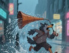 搞笑瞬(shùn)间：雨中被淋(lín)成(chéng)落汤鸡