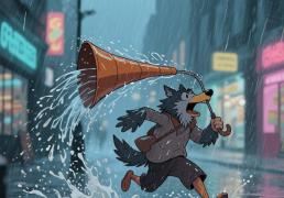 搞笑瞬(shùn)间：雨中被淋(lín)成(chéng)落汤鸡