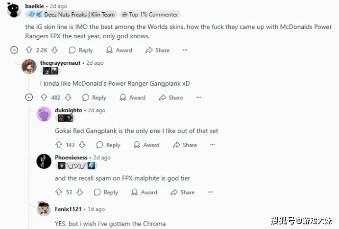 LOL皮(pí)膚(fū)投票排行，只有(yǒu)一款冠(guān)军皮(pí)膚(fū)进入前100，看到就能想到IG