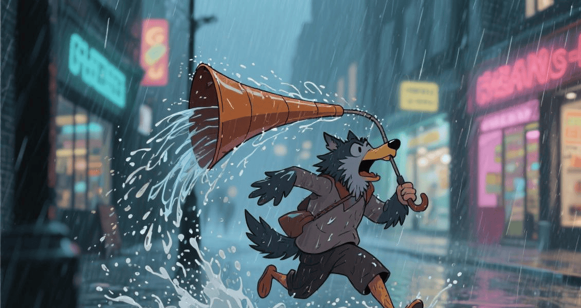 搞笑瞬(shùn)间：雨中被淋(lín)成(chéng)落汤鸡